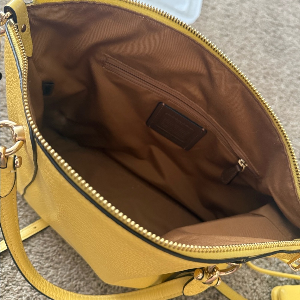 Coach Butter Yellow Kayce Satchel Bag + Coach Double Zip Matching Wallet - Picture 12 of 12